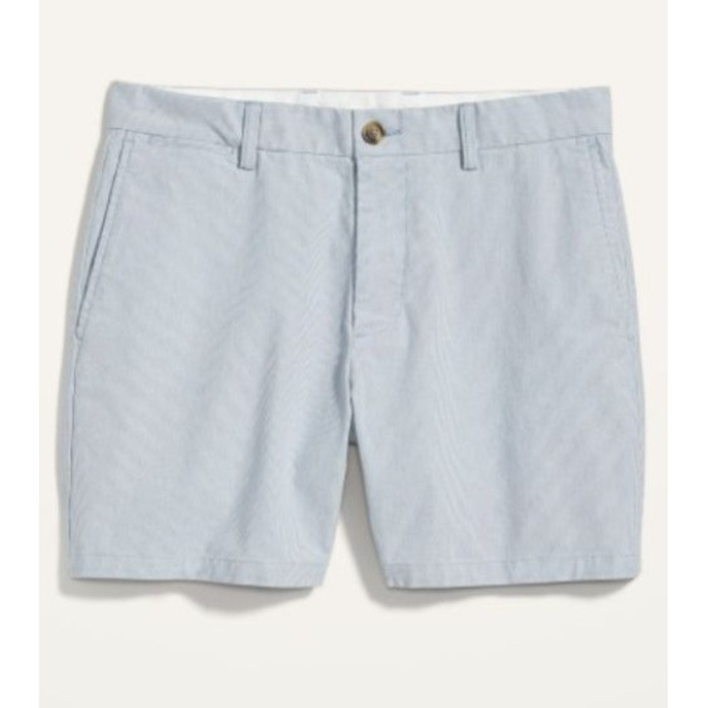 Old Navy Men's Ultimate Slim Micro-Stripe Chino Shorts Mini Blue Striped Size 30 - Picture 2 of 12